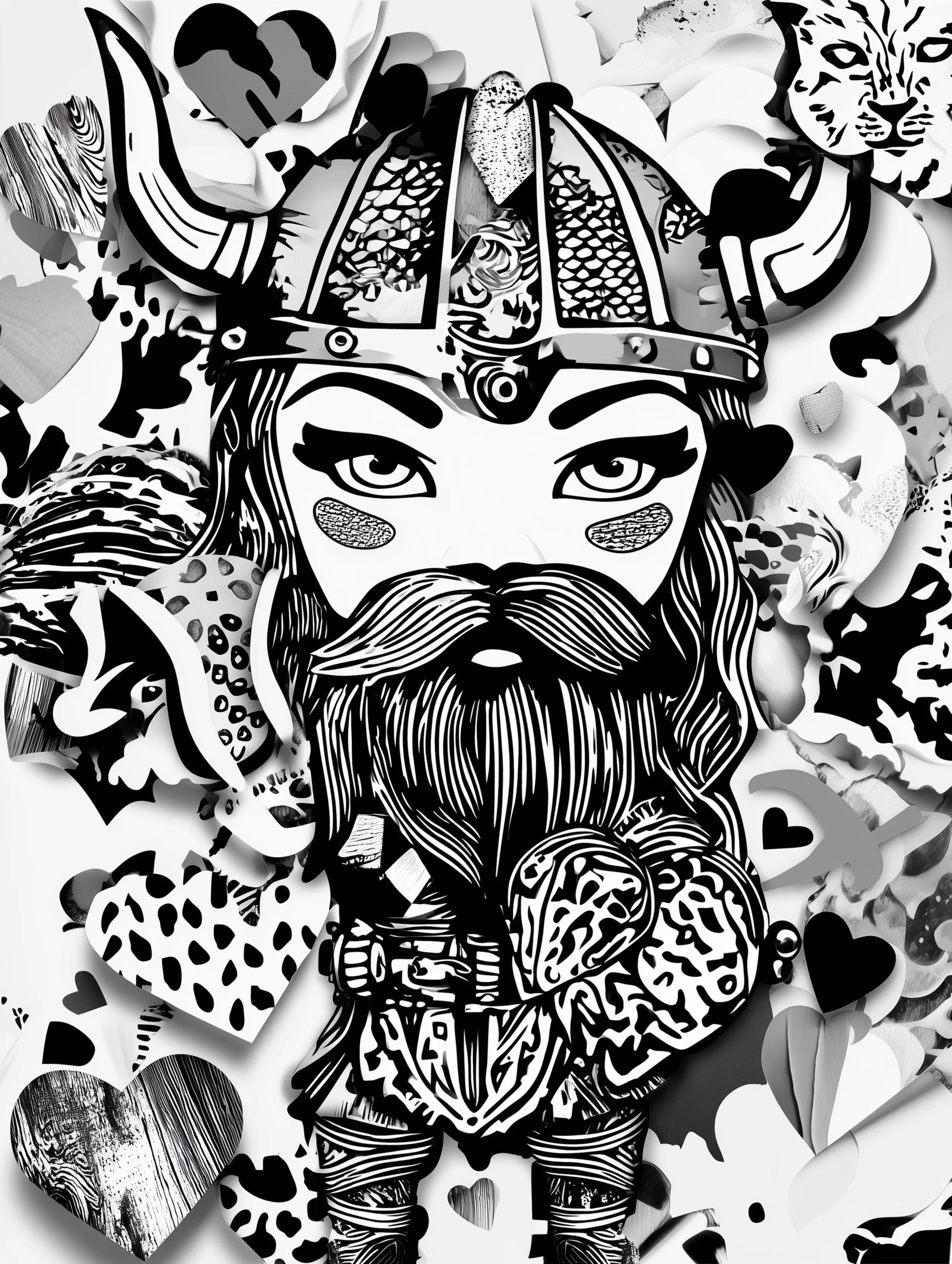 Free printable viking coloring page for adults featuring a small viking character